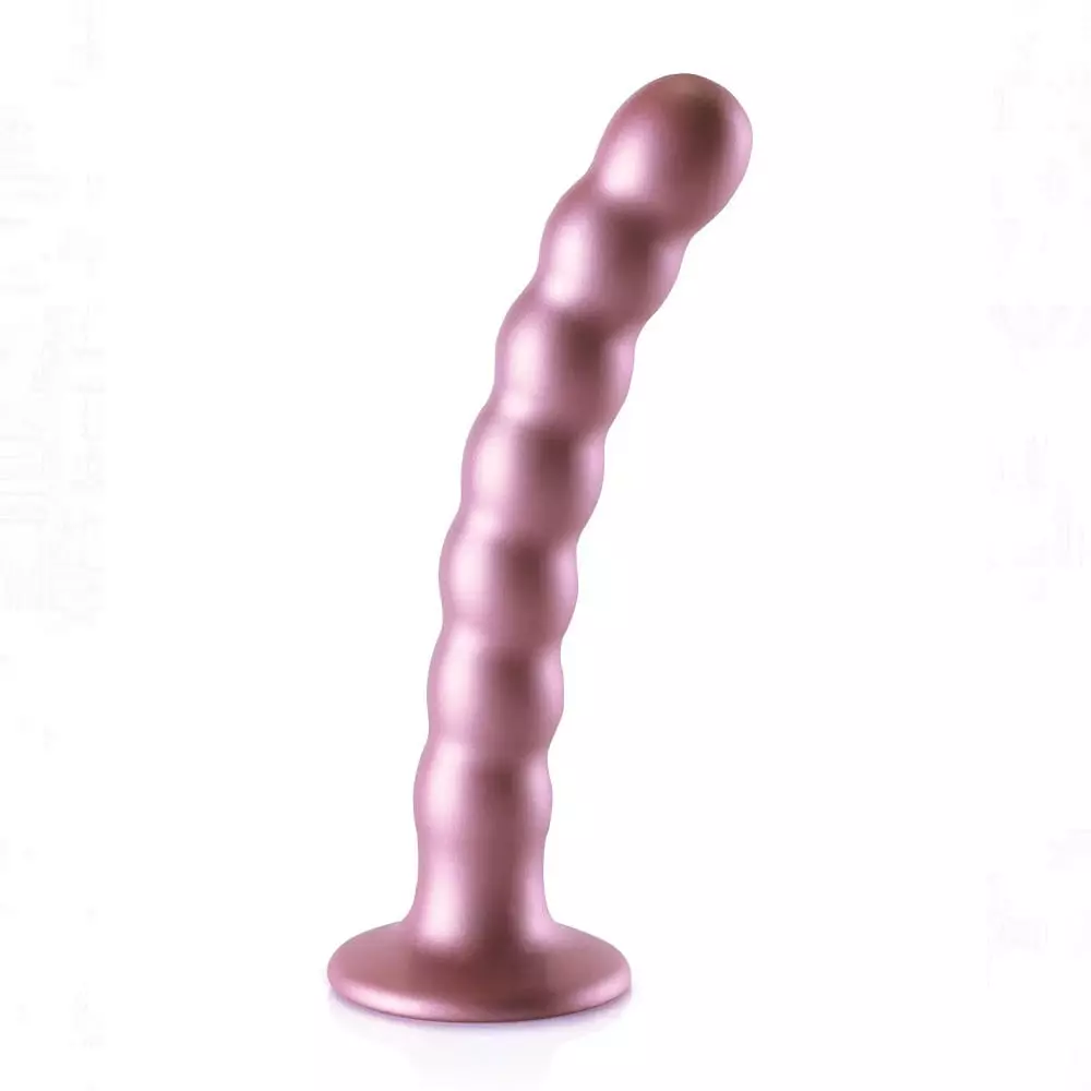 Ouch! Beaded 6.5 inch Silicone G-SPOT Dildo In Rose Gold